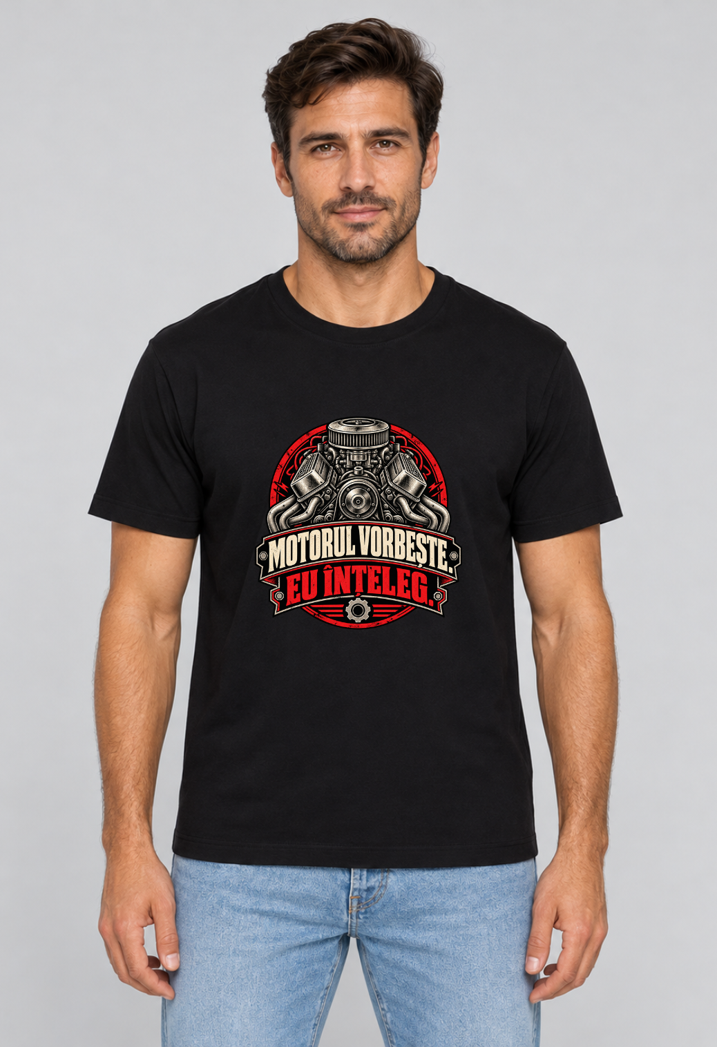 Tricou Basic Barbat Motorul vorbeste. Eu inteleg.