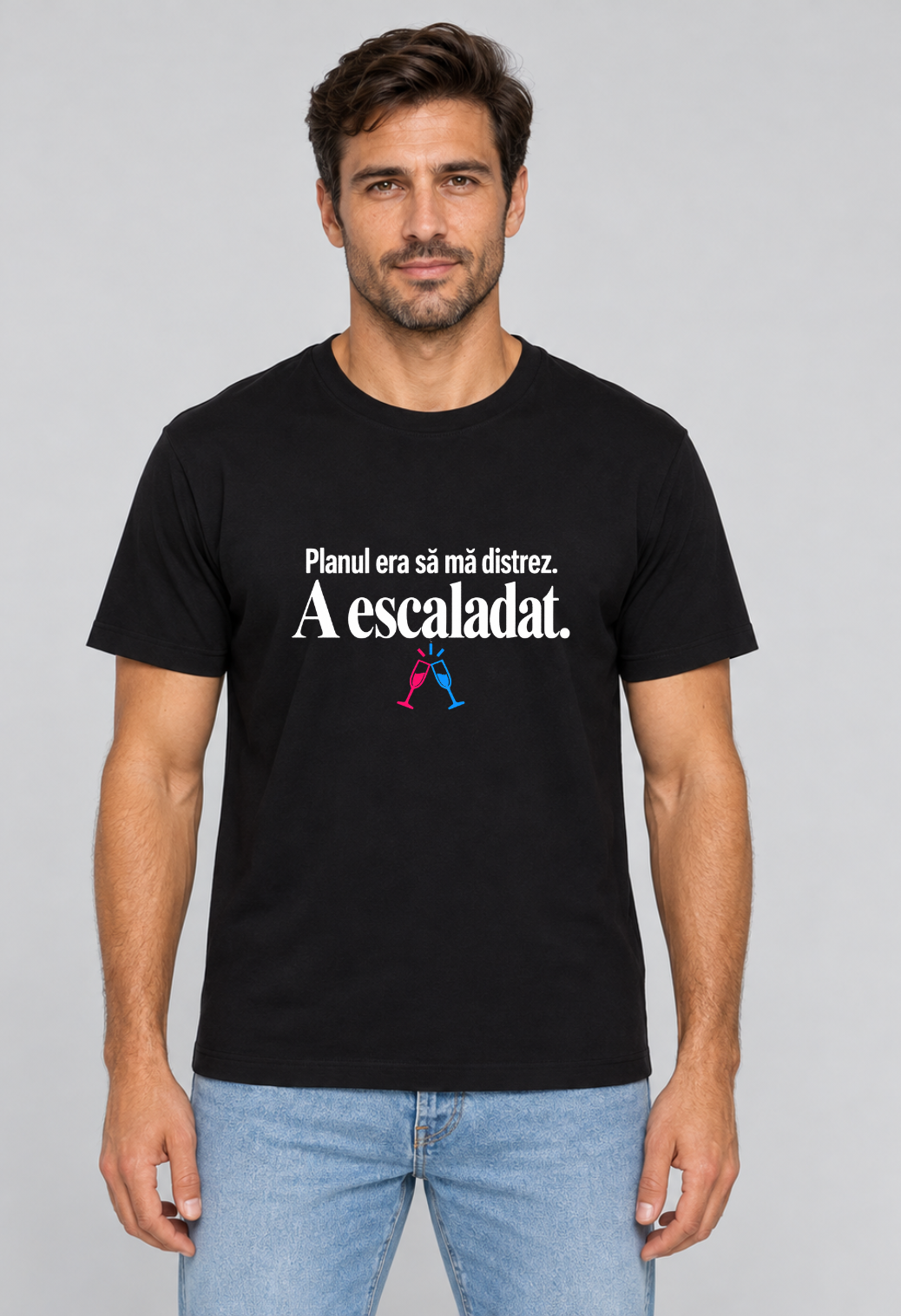 Tricou Basic Barbat Planul era sa ma distrez