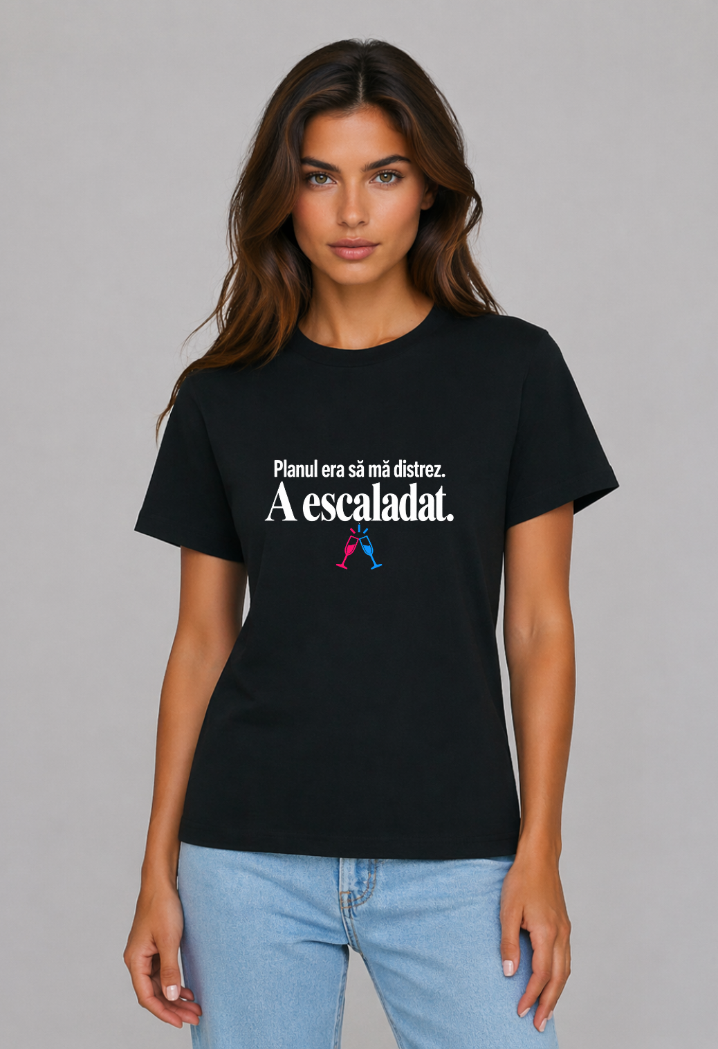 Tricou Basic Dama Planul era sa ma distrez