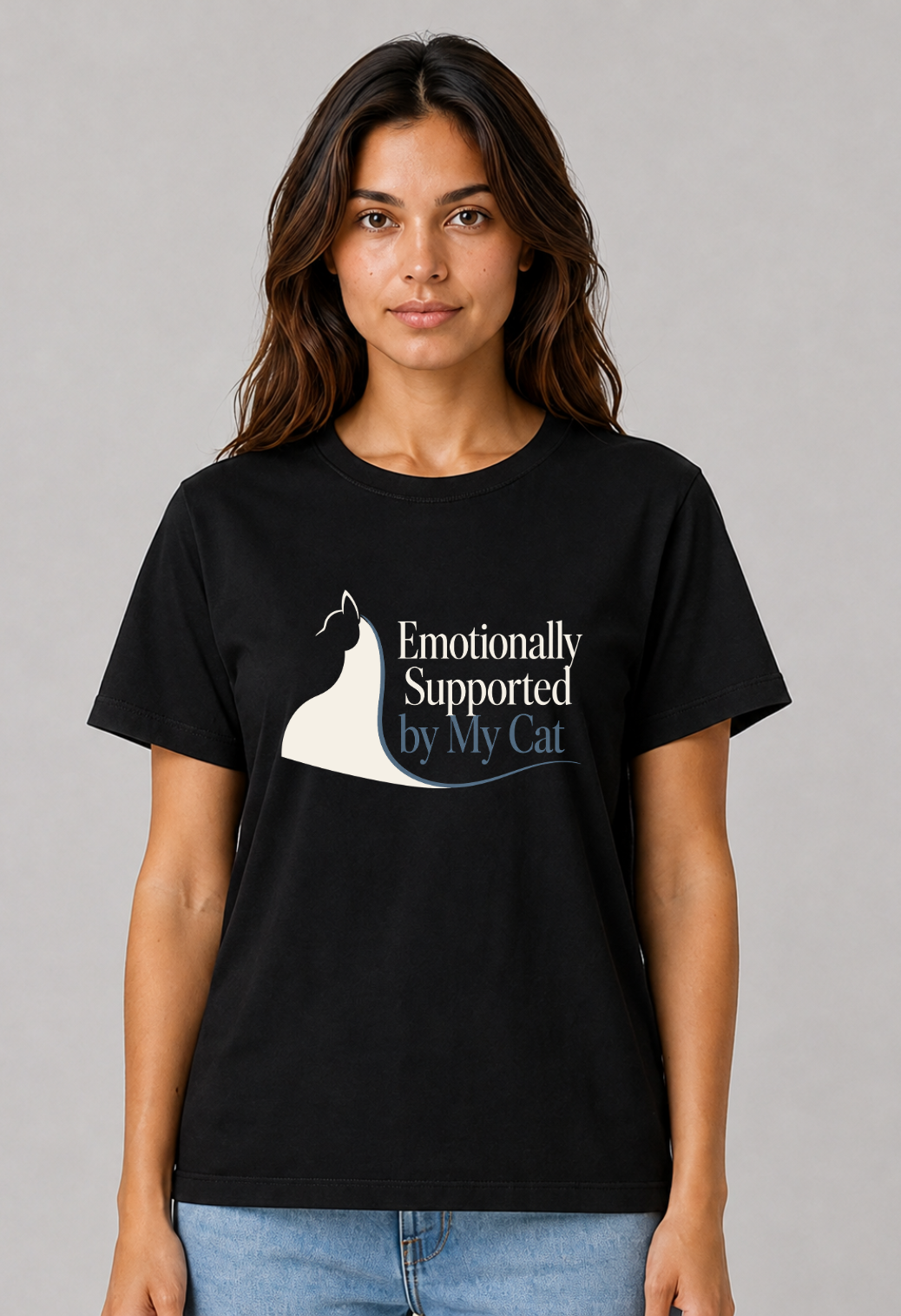 Tricou Basic Dama Emotionally Supported by My Cat
