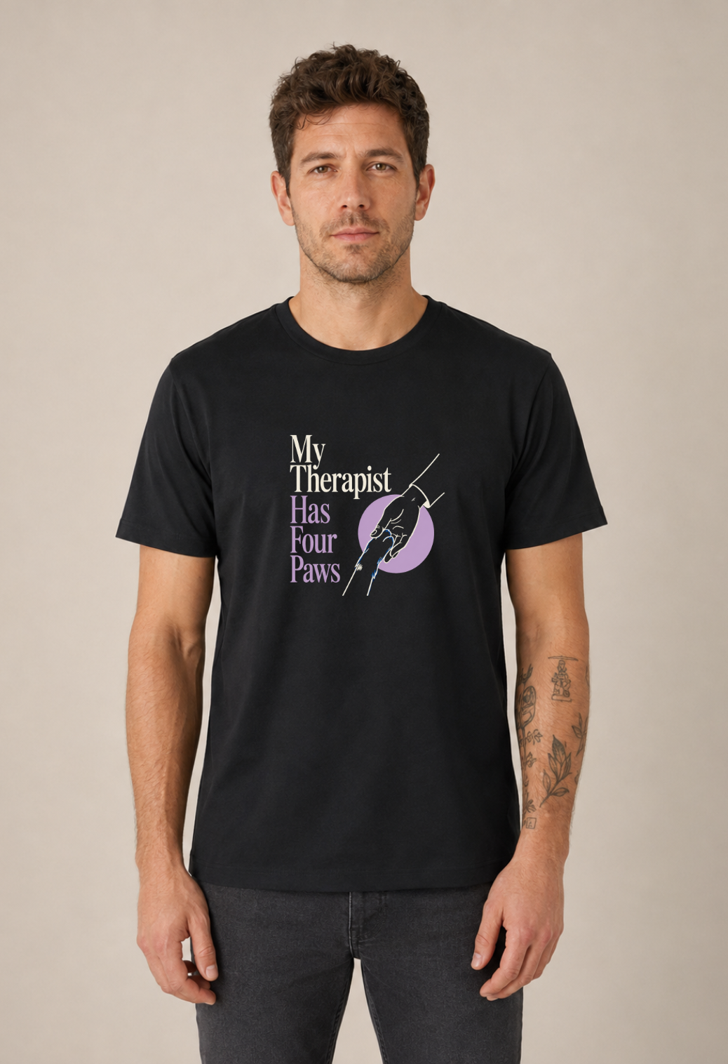 Tricou Basic Barbat My Therapist has 4 Paws