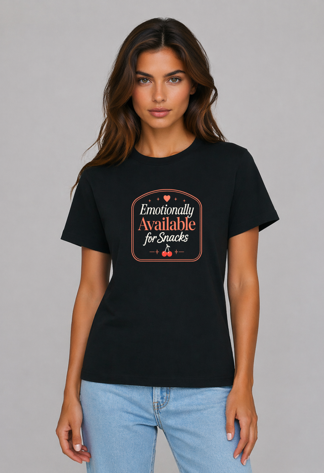 Tricou Basic Dama Emotionally Available for Snacks