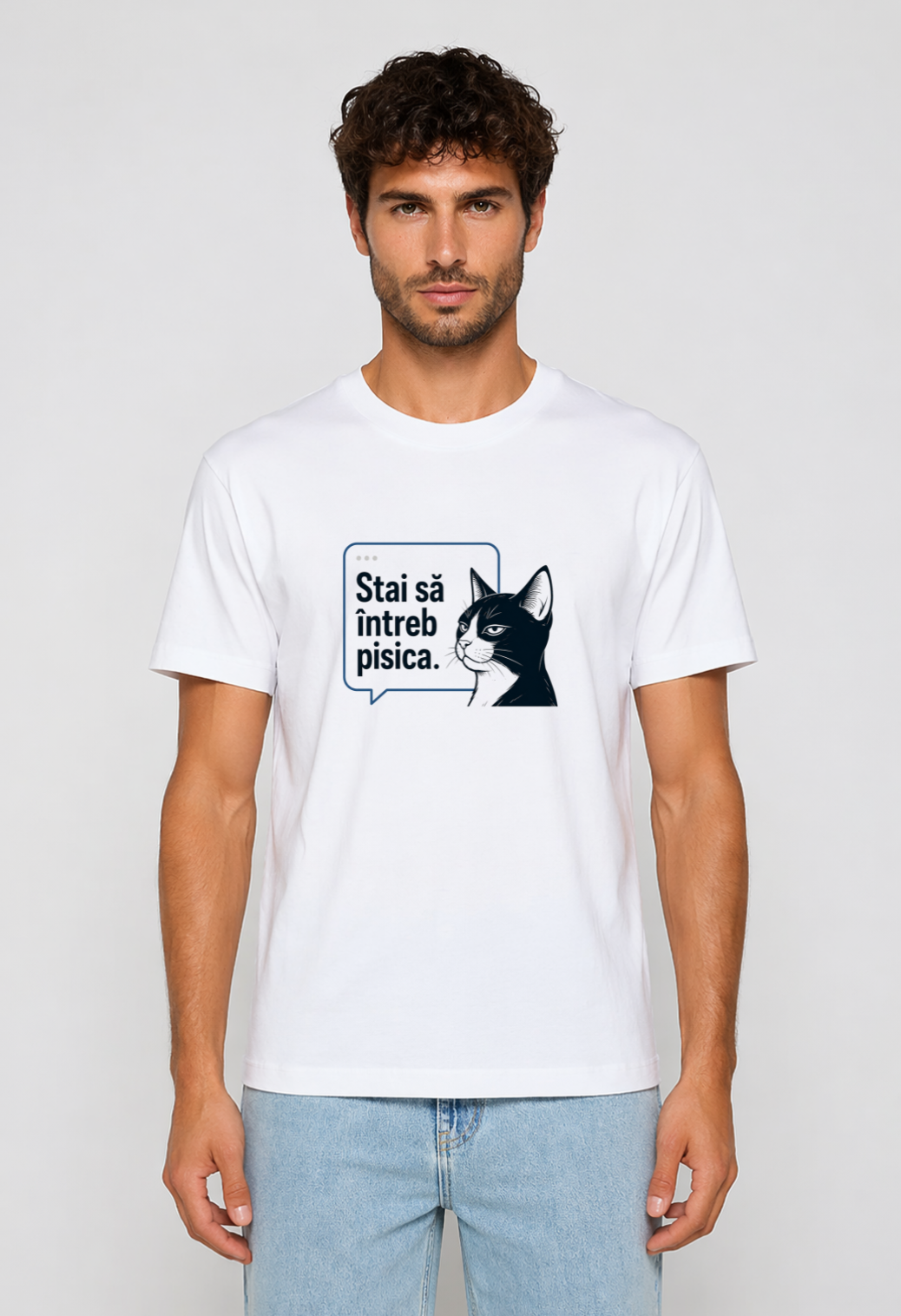 Tricou Basic Barbat Stai sa intreb pisica