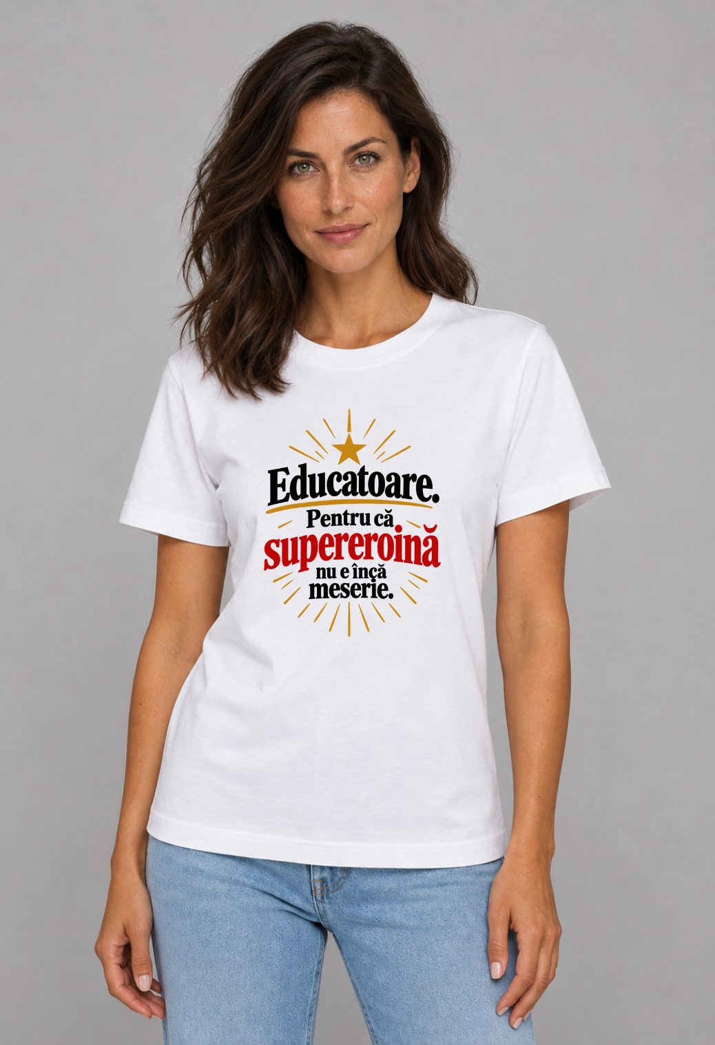 Tricou Basic Dama Educatoare Supereroina