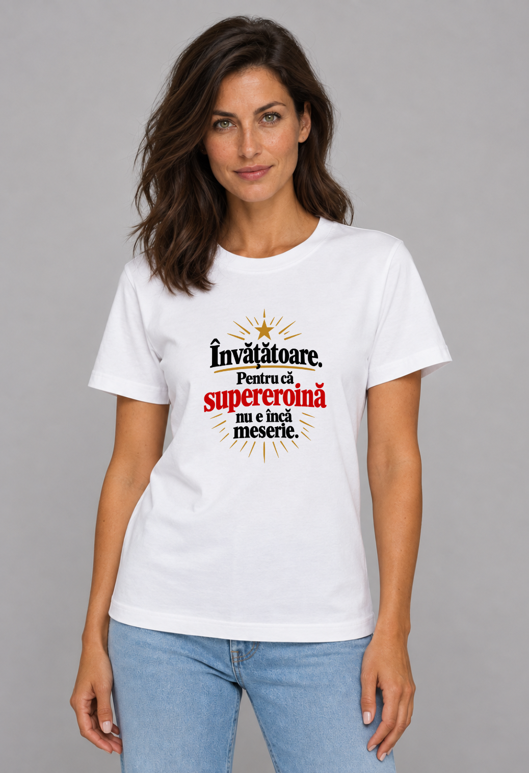 Tricou Basic Dama Invatatoare Supereroina