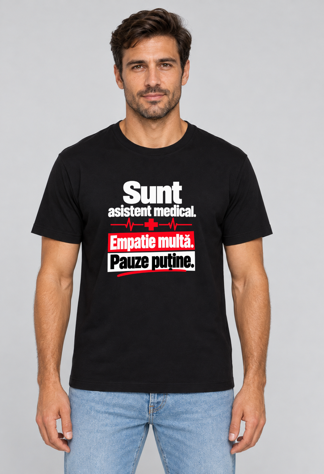 Tricou Basic Barbat Empatie multa. Pauze putine.