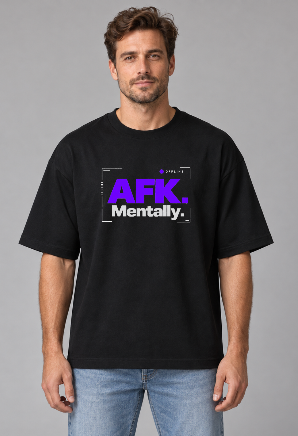 Tricou Oversized Premium Barbati AFK Mentally