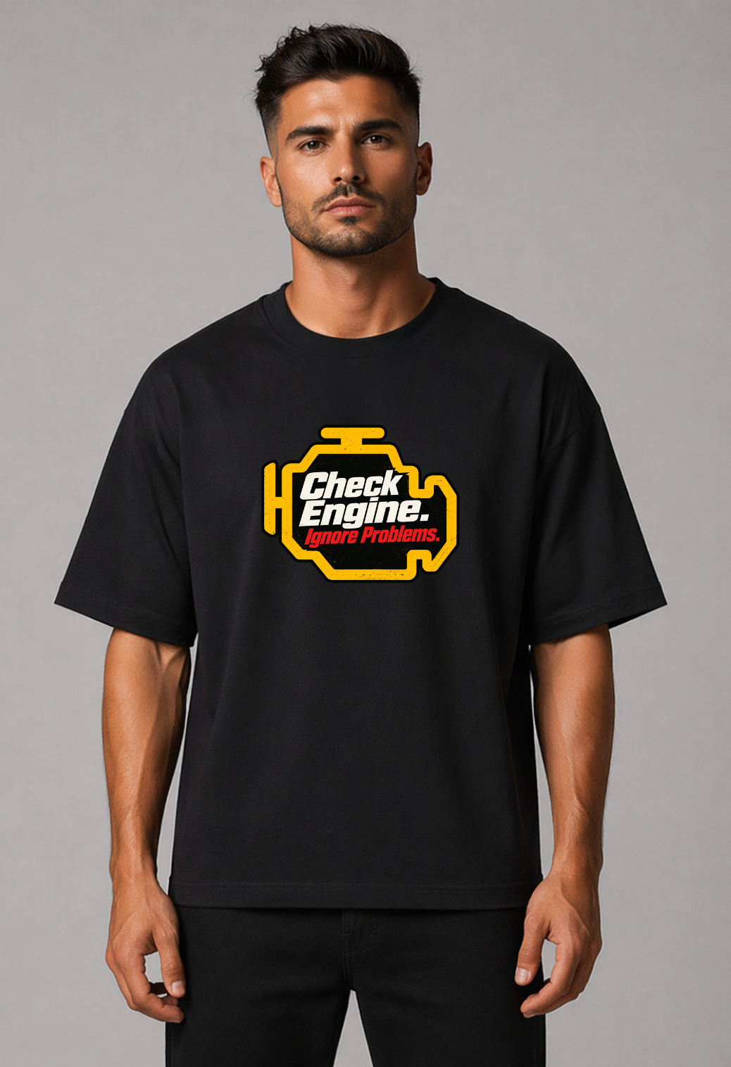 Tricou Oversized Premium Barbat Check Engine