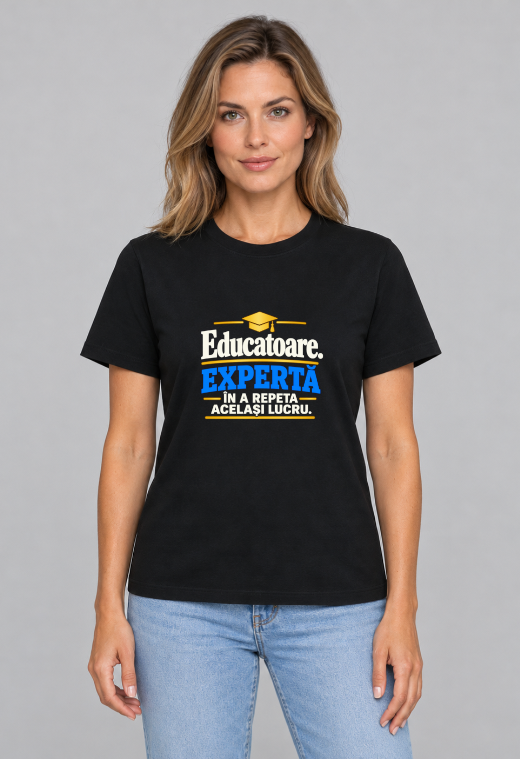 Tricou Basic Dama Educatoare. Experta in a repeta acelasi lucru