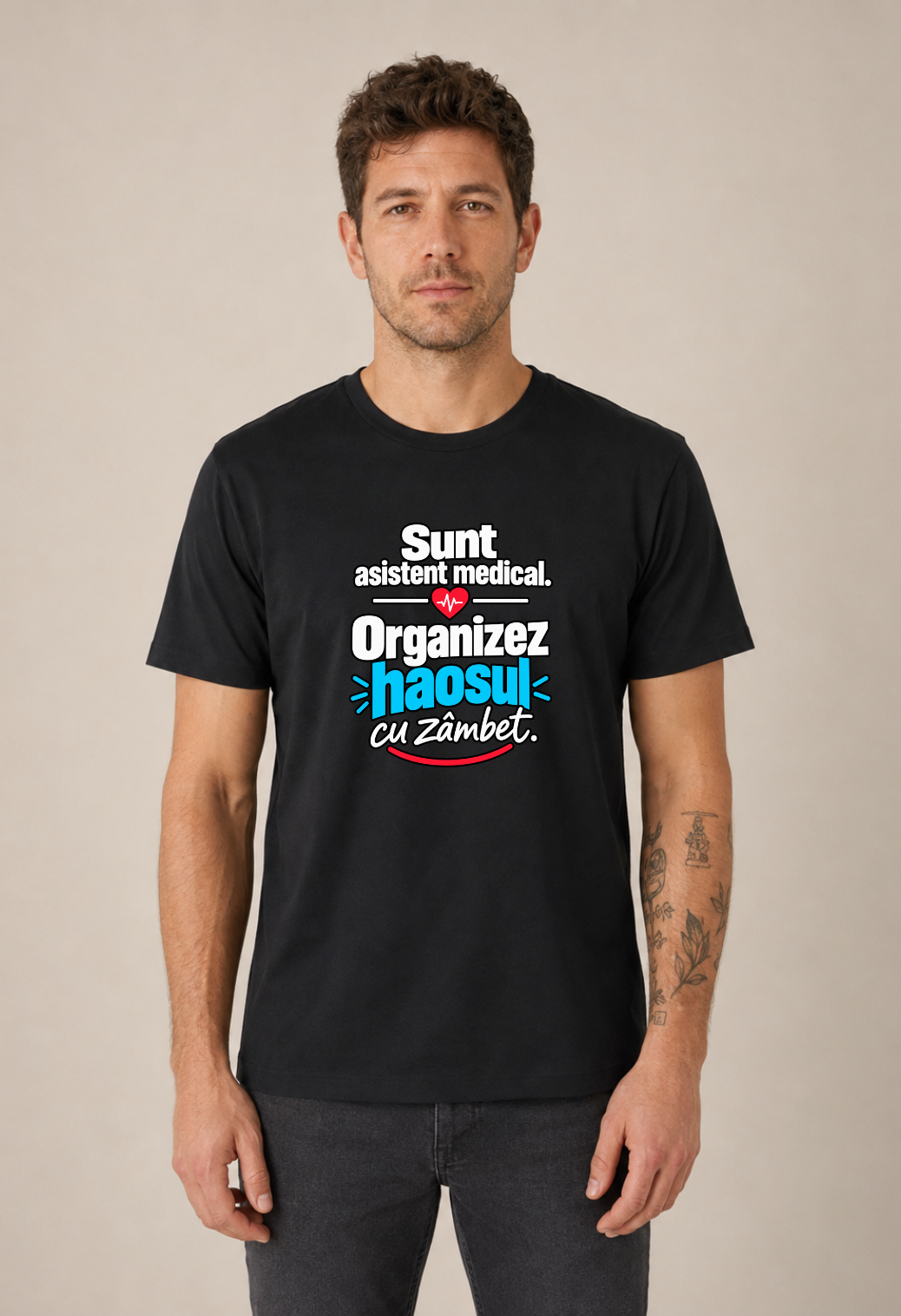 Tricou Basic Barbat Organizez haosul cu zambet