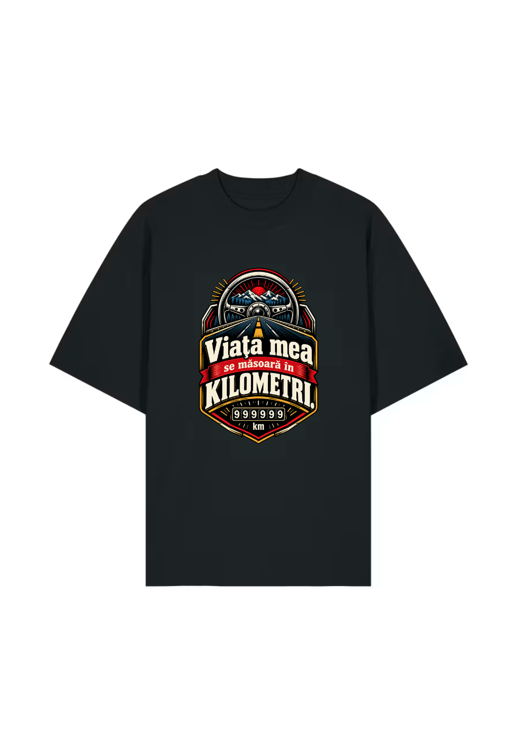 Tricou Oversized Premium Barbati Viata mea se masoara in kilometri