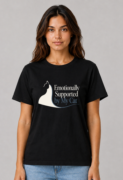 Tricou Basic Dama Emotionally Supported by My Cat