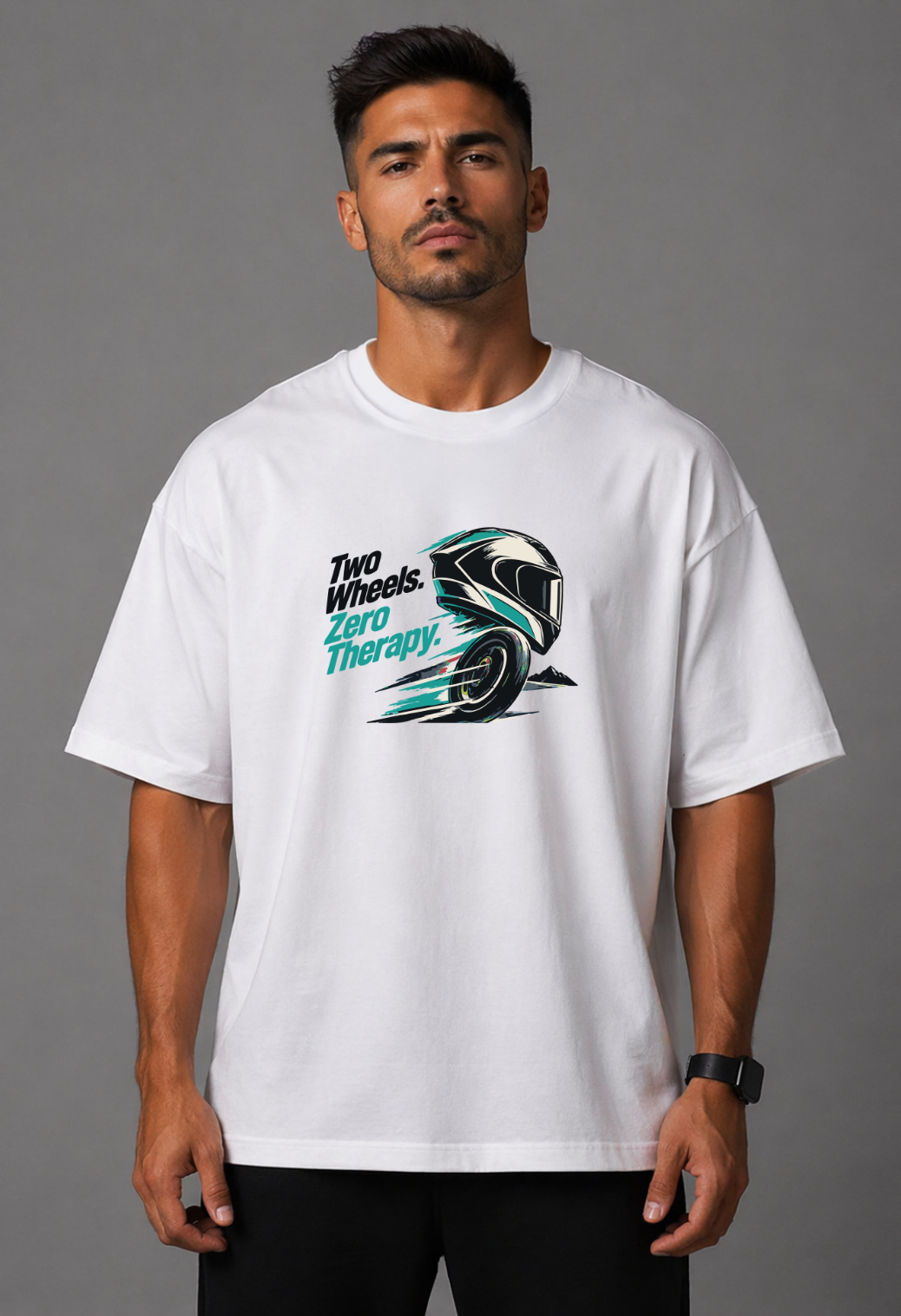 Tricou Oversized Premium Barbat Two Wheels