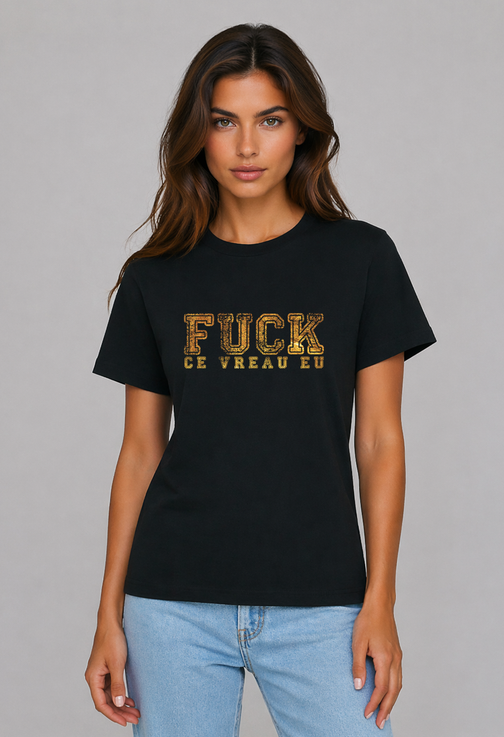 Tricou Basic Dama FUCK CE VREAU EU